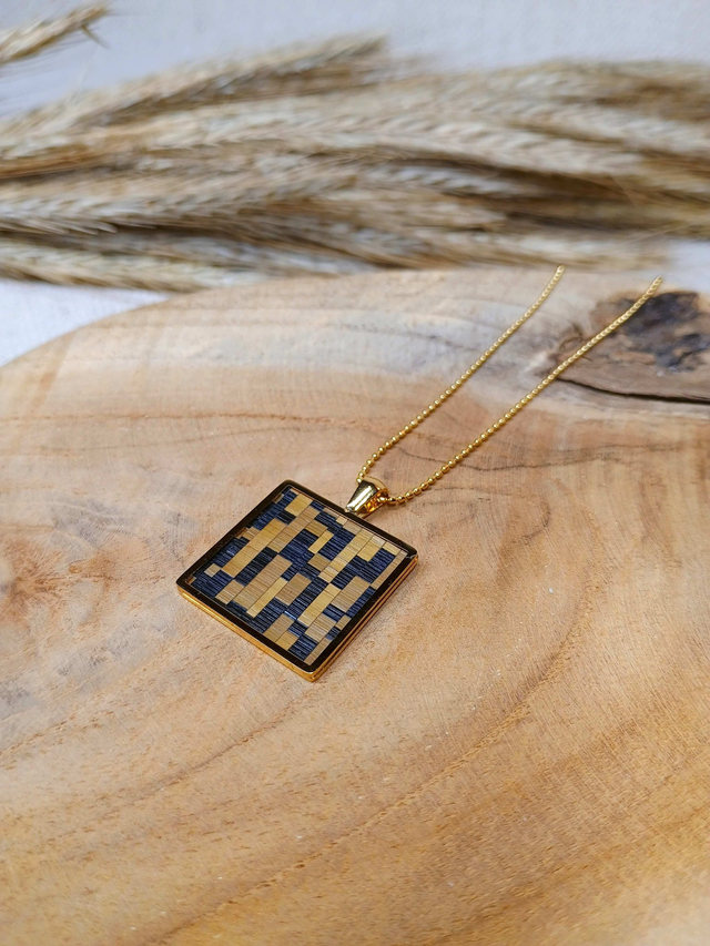 Collier MÉDAILLON Mosaïque Noir/doré - Acier inoxydable doré à l'or