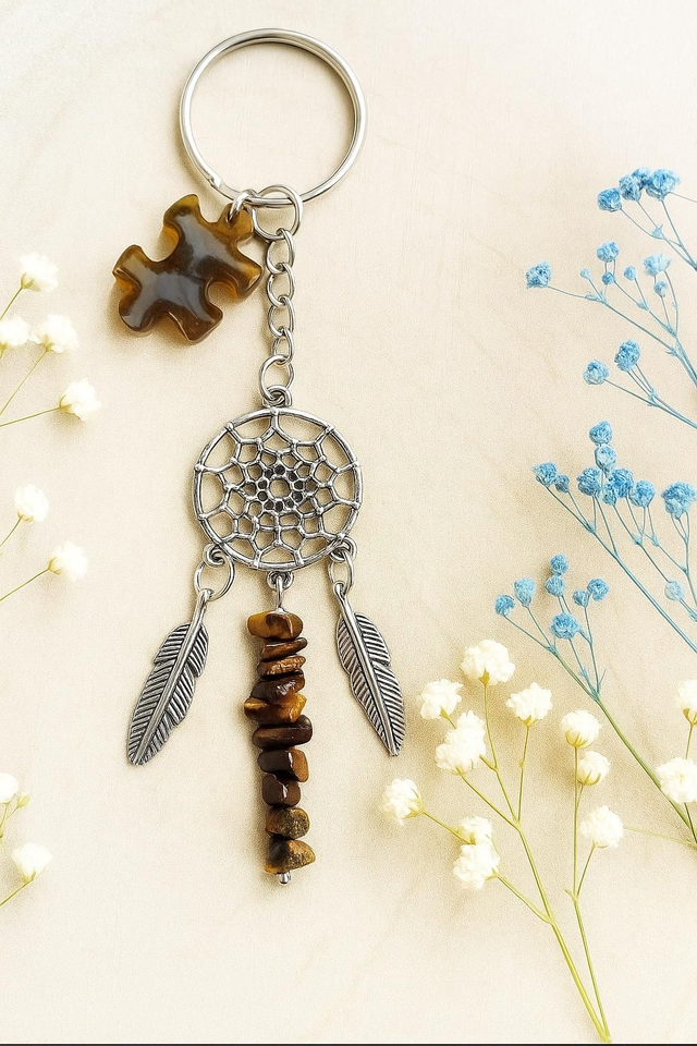 Porte-clé Attrape-Rêve Oeil de tigre