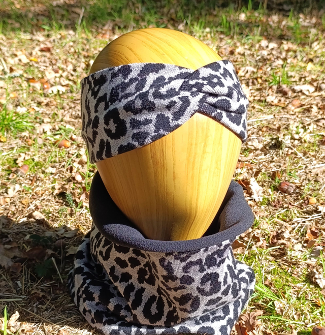Ensemble snood + bandeau / Léopard gris