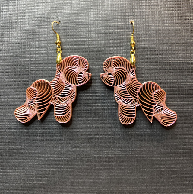 3D - Earrings Bichon Frise Roze Gold