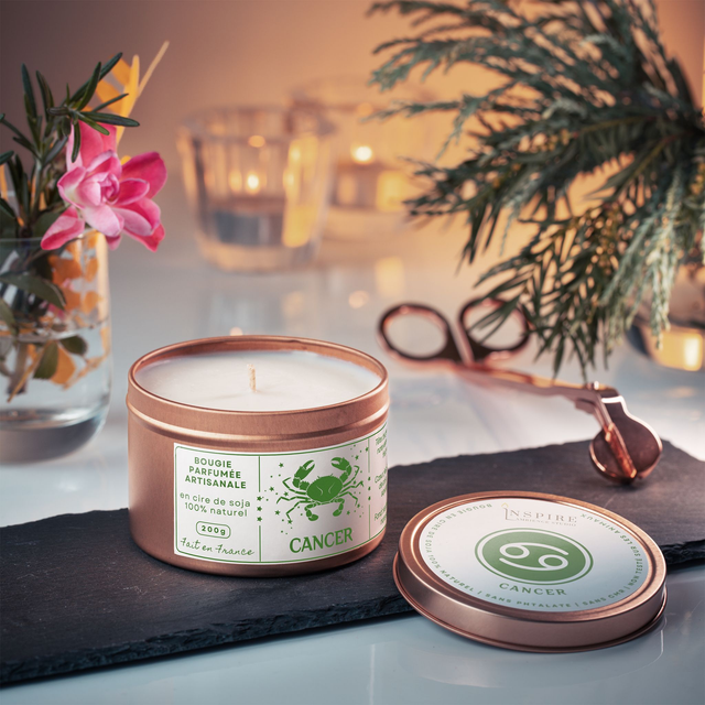 Bougie parfumée aromathérapie en cire de soja 100% naturelle - Cancer, 200g