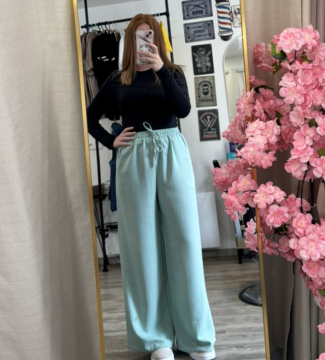 Pantalon fluide vert clair 