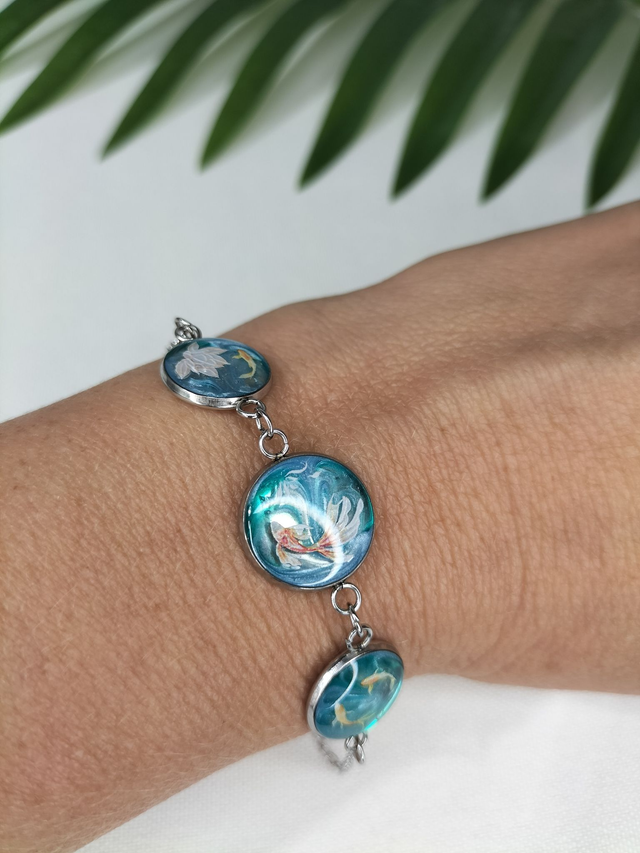 Bracelet turquoise et poissons japonais