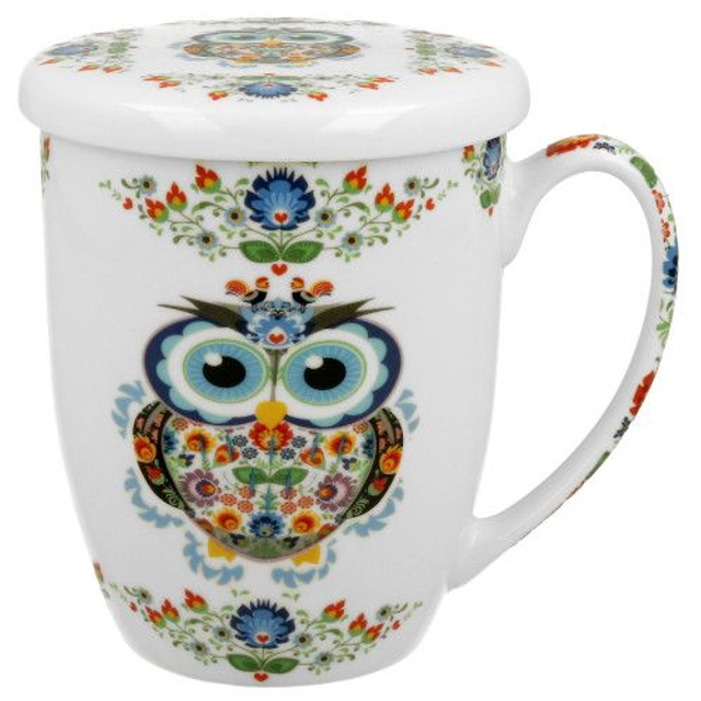 Taza búho, porcelana 0,35 l. filtro y tapa, en caja de regalo. *162