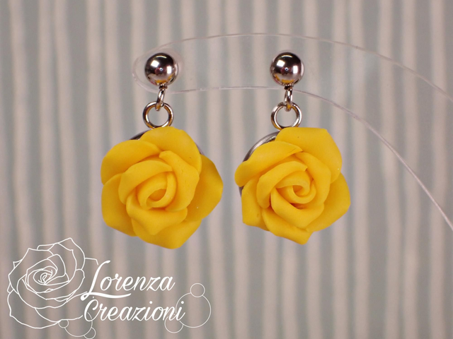 Orecchini pendenti rose giallo girasole