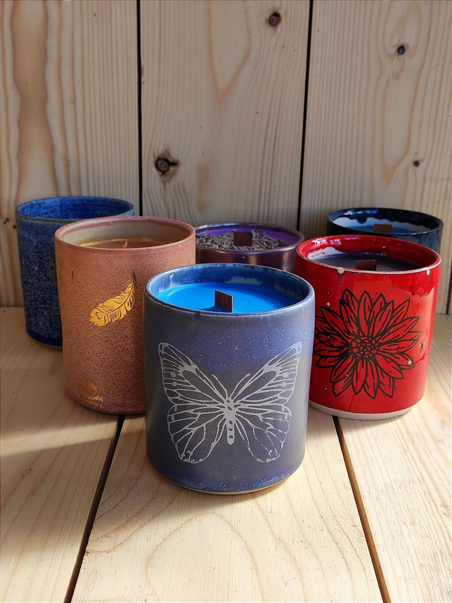 Vaso y vela artesanal