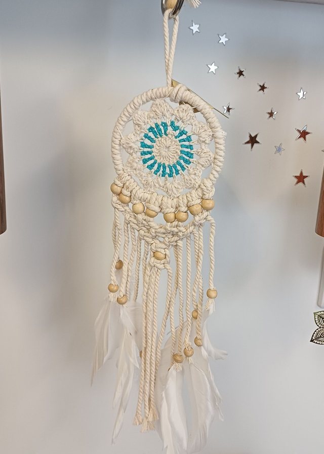 Bali Dream Catchers - 9cm (Cream/Blue)