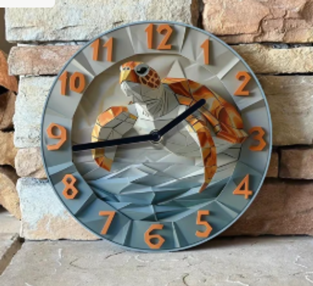 Vintage metalen klok Schildpadden (20cm diameter)