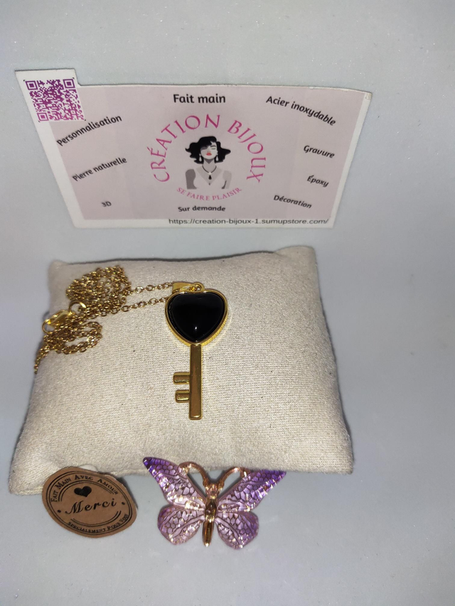 Collier clé tourmaline 