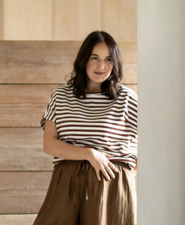 WEI stripe top - tobacco and ecru