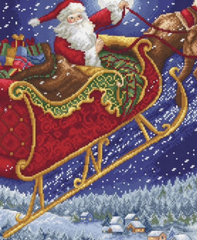 Santa Sleigh Counted Cross Stitch Kit by Letistitch 