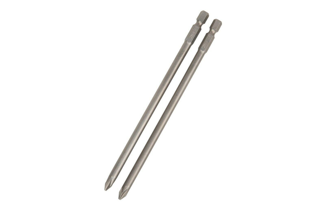 2 pce Extra Long 150 mm Drill / Driver Bit Set - Pozidriv PZ2 Philips 1/4" Shank