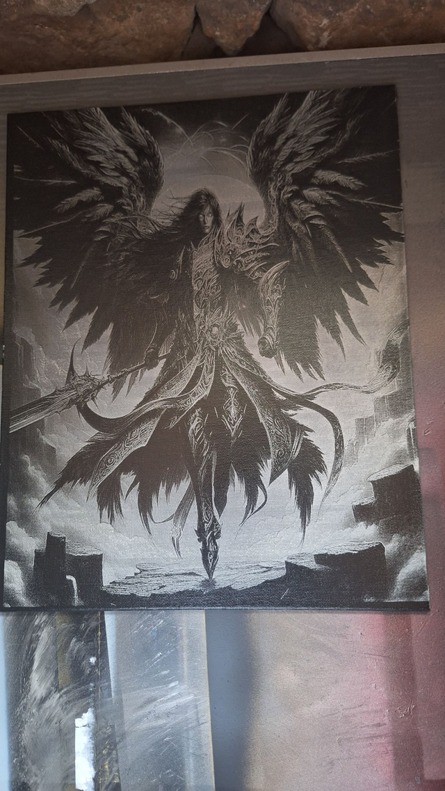 Tableau Démon Azazel Ailé | Art Fantastique Sombre | Décoration Murale Occulte & Mythologique | Gravure