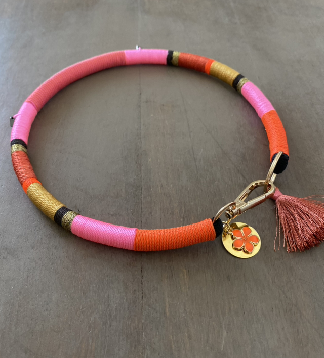 Collier bijou orange rose