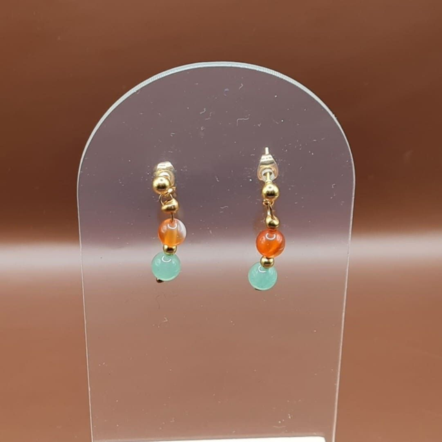 Puces Aventurine verte - cornaline