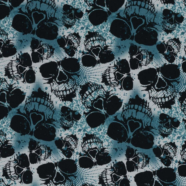 Sweatstoff 0,5m Totenkopf petrol 