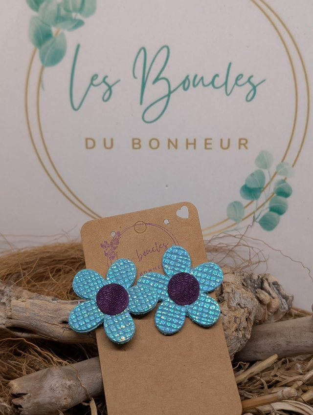 Boucles d&#039;oreilles Baby Marguerite bleu bm055