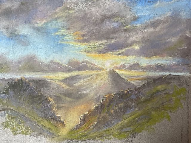 RK72 Dartmoor Sunset by Ruth Kirkby, 20 x 28 cm Pastels