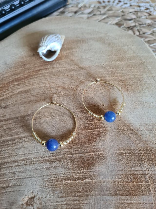 Créoles Aventurine bleue