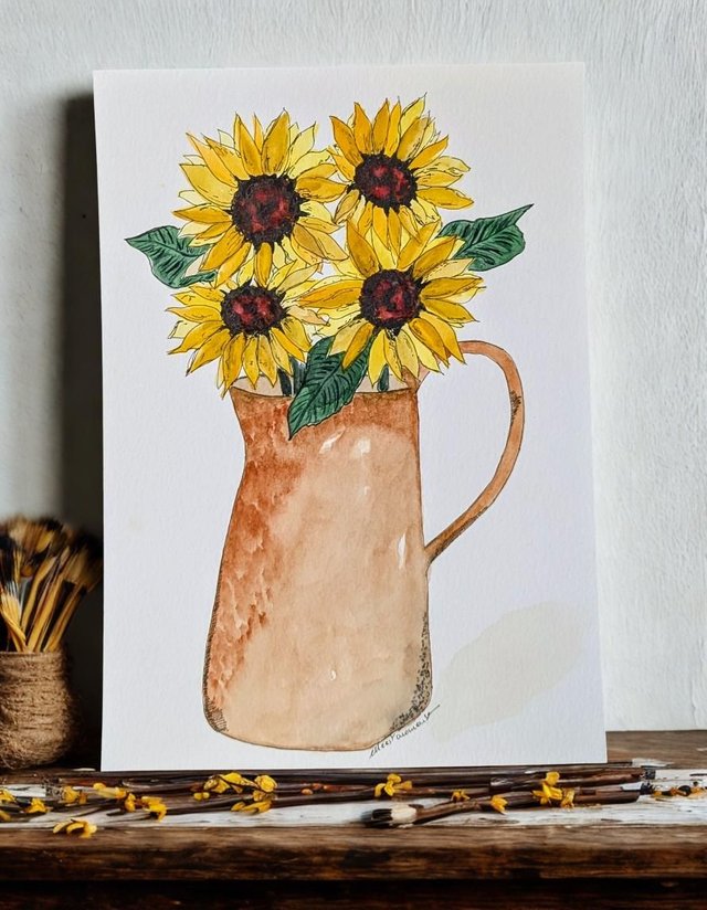 Tournesols - Aquarelle originale A4