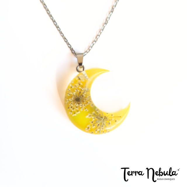 Collier Lune Fleurie Jaune | CO005 | Ombelles