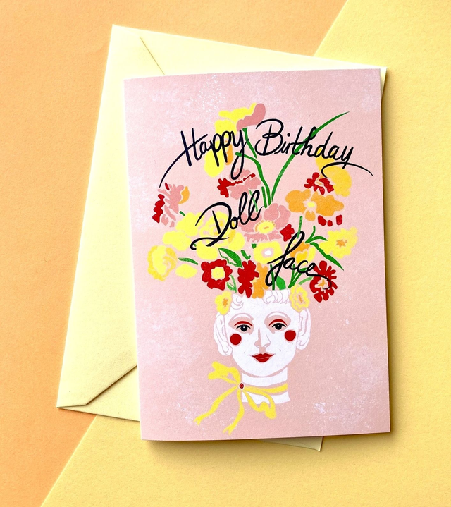 Happy Birthday Dollface - Greeting card