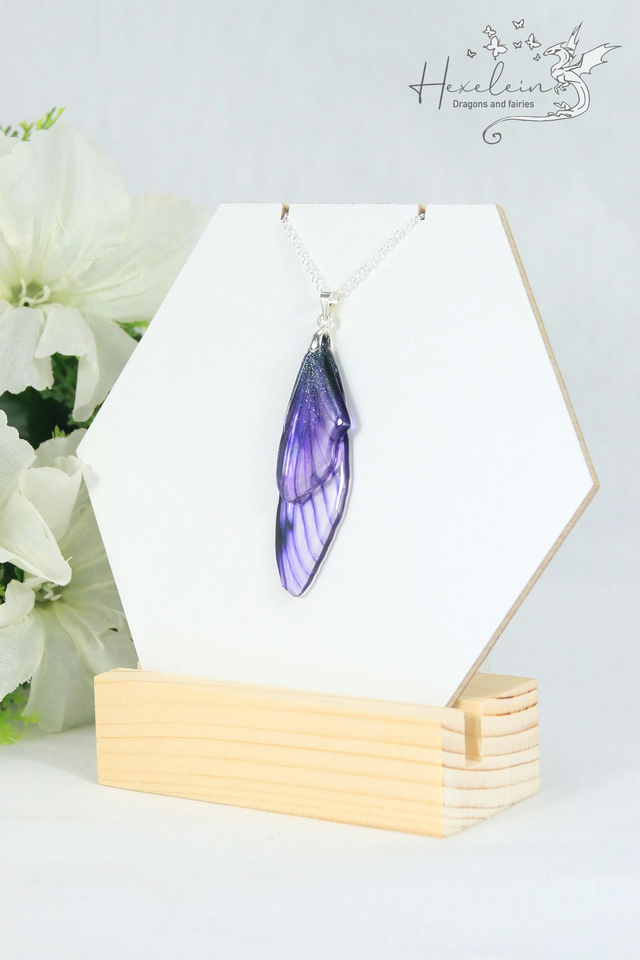 Purple fairy wings pendant