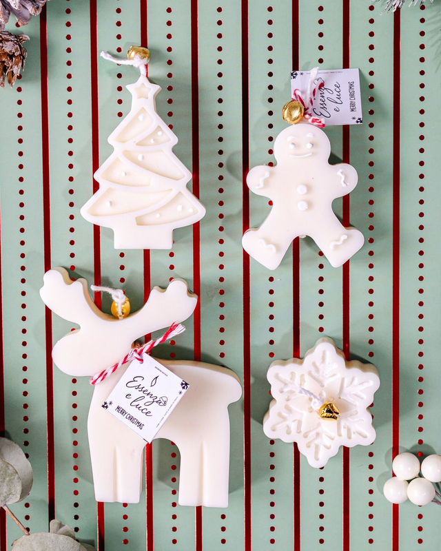 Set di 4 Candele Natalizie Artigianali in Cera di Soia – Idea Regalo Natale