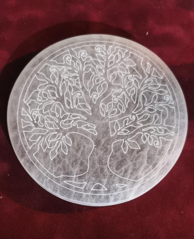 Plaque sélénite ronde Dia 14 cm