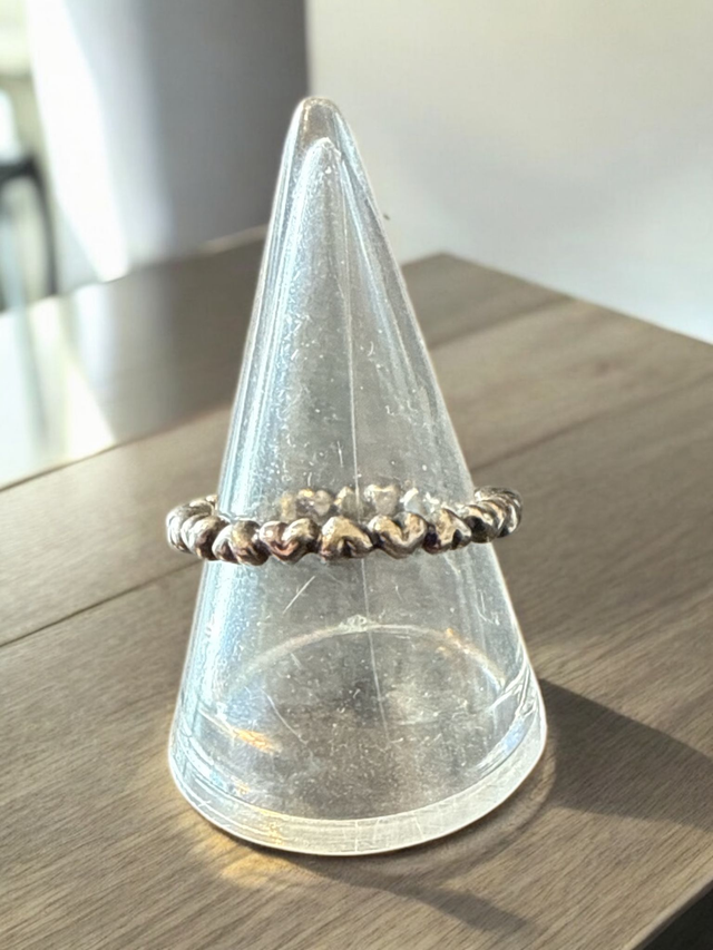 Discontinued Pandora Silver Heart Stacker Ring | Size 56 - Rare Find
