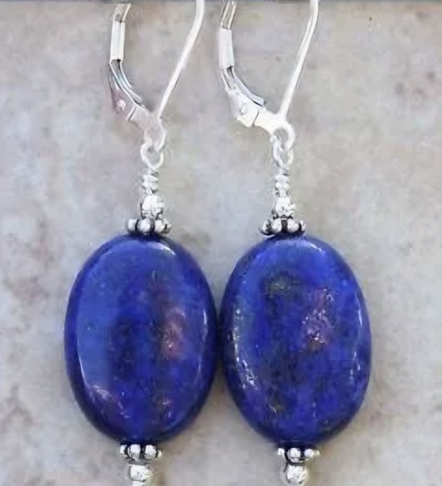 Handgemachter Lapislazuli Edelsteinohrring Sterling