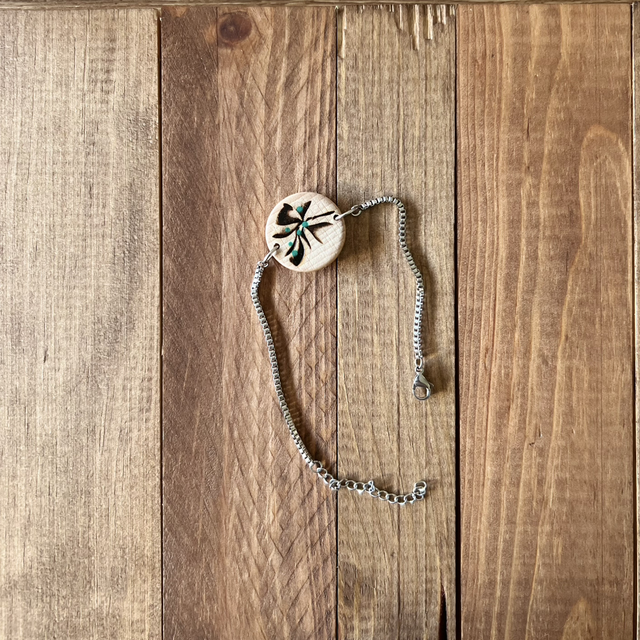 Bracelet bois de hêtre peinture et pyrogravure 