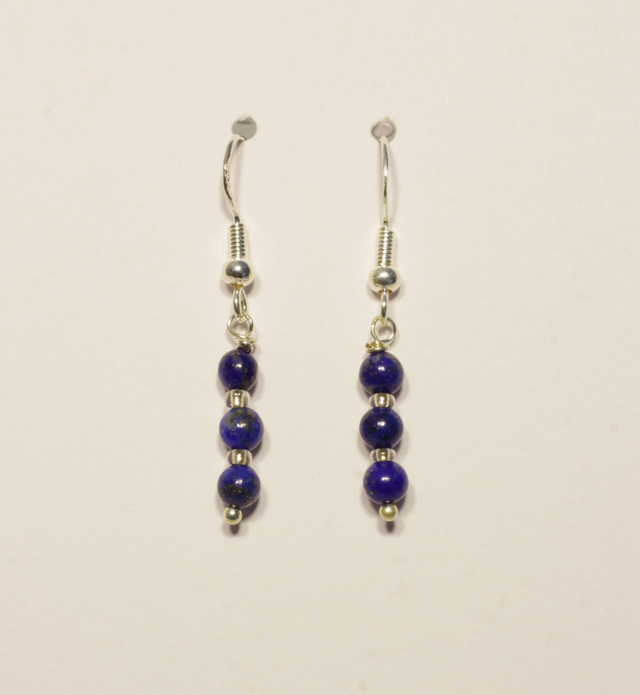 Lapis Lazuli Wrapped Bead Earring 