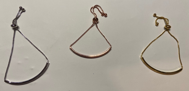 Crystal slider bracelets in silver, gold or rose gold tone