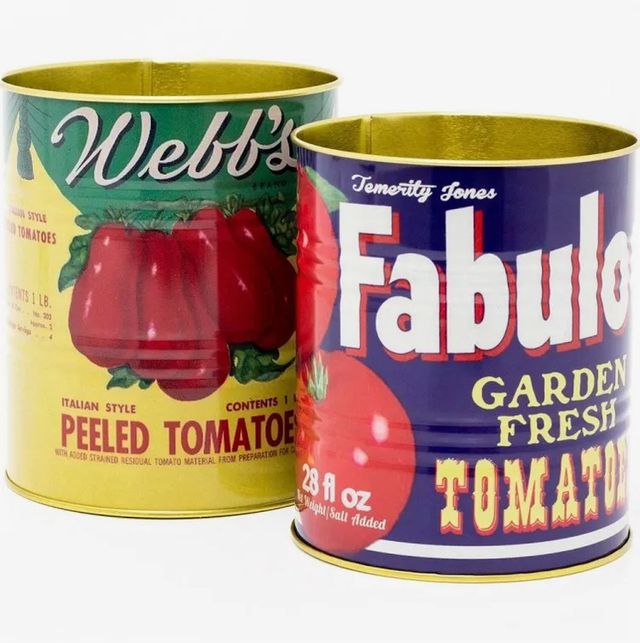Retro Medium Storage Tins (Set of 2) - Tomato
