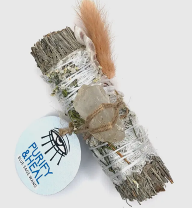 Purify &amp; Heal Blue Sage &amp; Opal Ritual Wand   