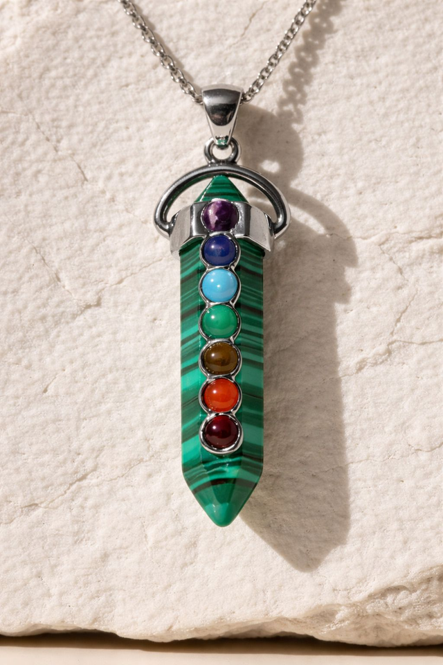 Collier en malachite 7 chakras