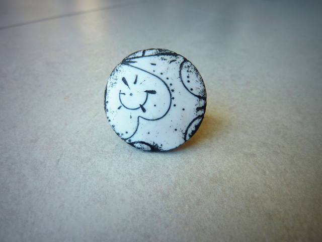 Bague ronde - Blanc et noir