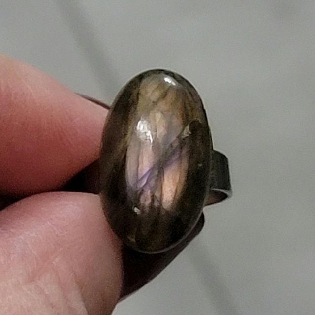 Bague Labradorite acier inoxydable ajustable