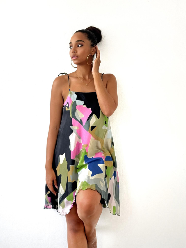 VENDUE! Robe mousseline 100% Soie imprimée REVERSIBLE