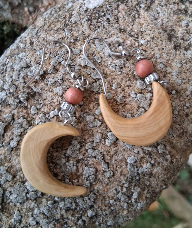 Boucles d'oreilles en bois, buis et perles bois
