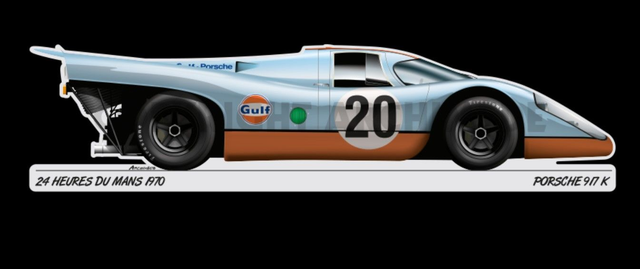 Porsche 917 Gulf Aluminium plaque