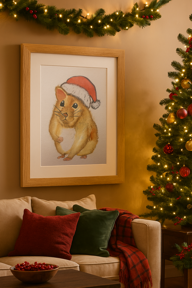Christmas Hamster ( Prints only - Original Sold)