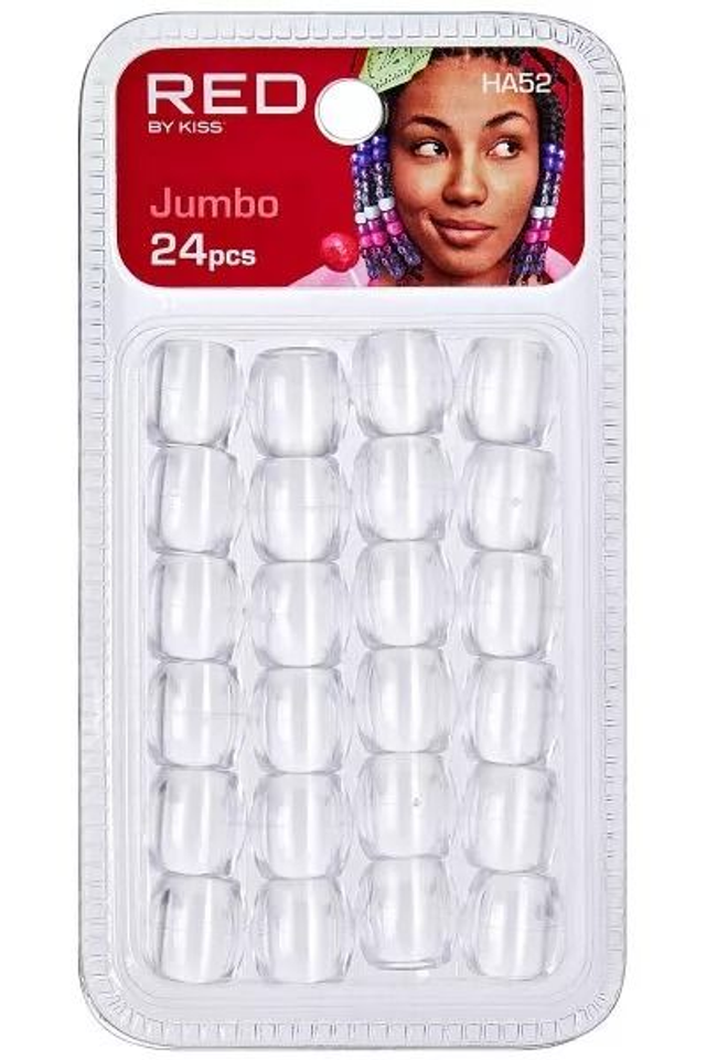 RED BY KISS: JUMBO HAIR BEADS 24PCS - CLEAR (HA52)