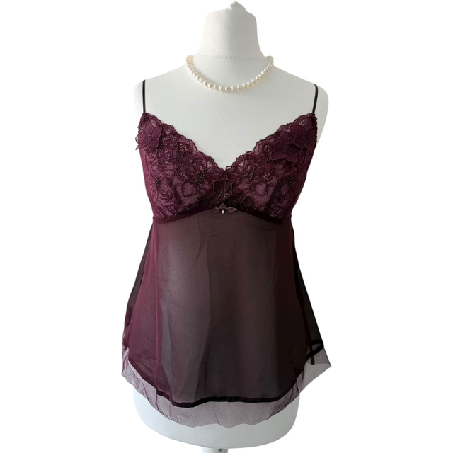 Plum purple embroidered cups cami