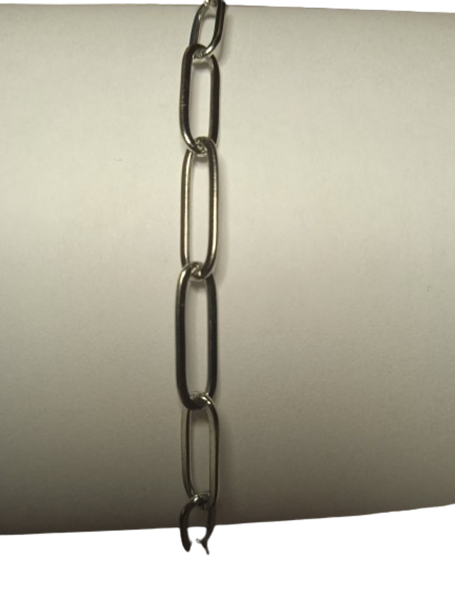 chaine collier /bracelet trombone large en acier inoxydable or/argent