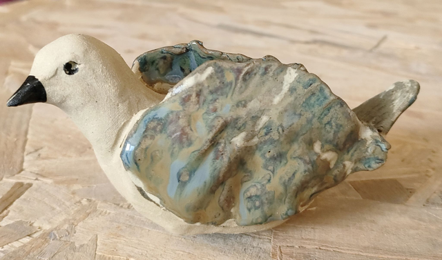 Oiseau posé – sculpture céramique artisanale, pièce unique