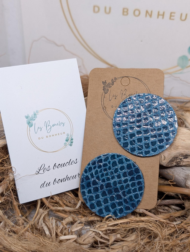 Boucles d&#039;oreilles Moon bleu serpent nc046