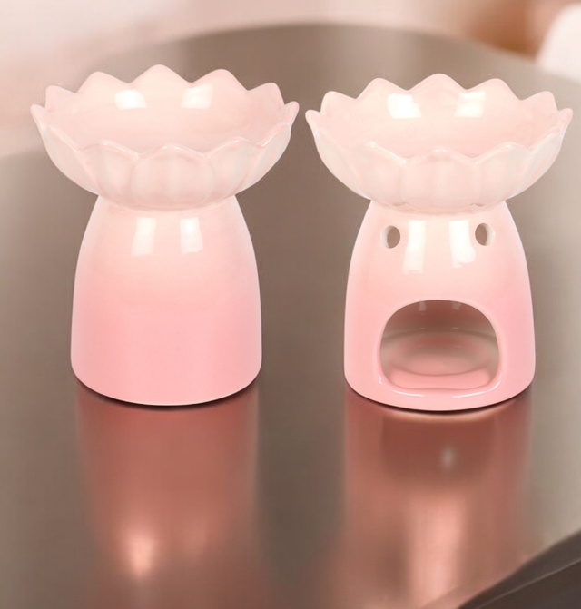 Pink Ceramic Water Lily Tea Light Burner