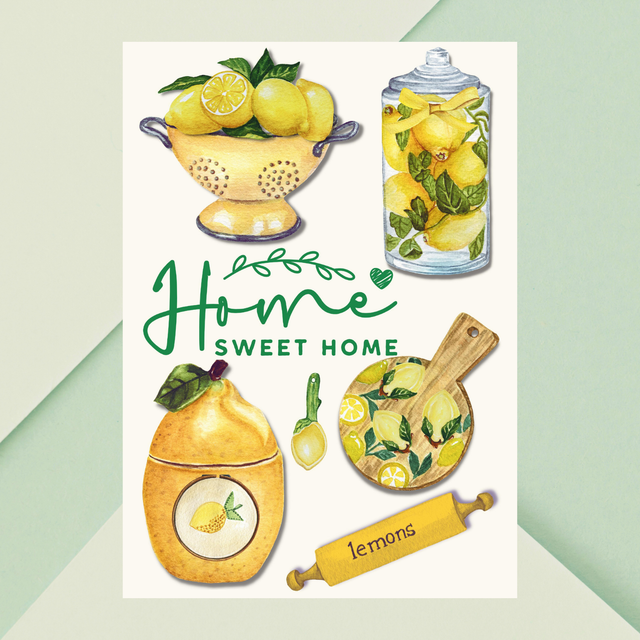 Impression d'Art Typographique Citrons - 'Home Sweet Home / Lemons Typography Art Print - 'Home Sweet Home' Wall Art